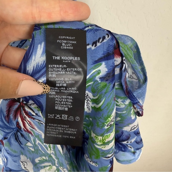 The Kooples Blue Printed Sleeveless One-Shoulder Romper - Picture 8 of 15